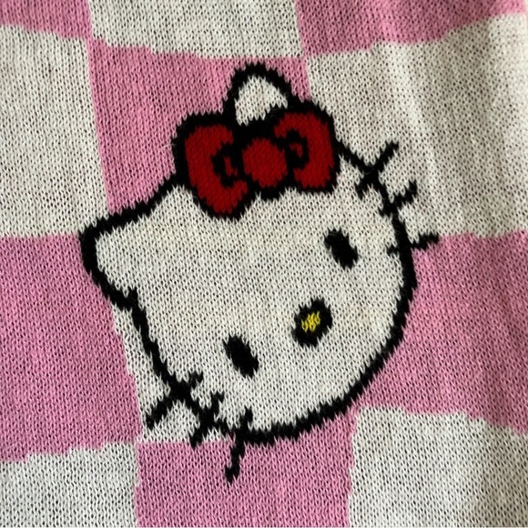 Hello Kitty Sweater Vest Checkered Pink Chunky Knit Academia Kidcore NWT Sz XS - Picture 7 of 14